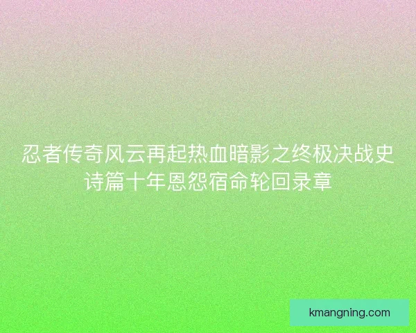 忍者传奇风云再起热血暗影之终极决战史诗篇十年恩怨宿命轮回录章